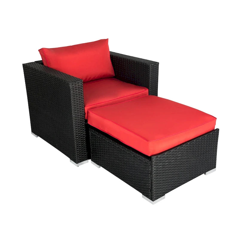 Set Patio con sedie in vimini e poggiapiedi Kwan Havenside Home