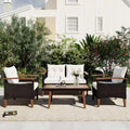 Set di mobili da giardino da 4 pezzi, set di sedute da patio, set divano da esterno in rattan PE