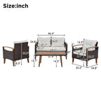 Set di mobili da giardino da 4 pezzi, set di sedute da patio, set divano da esterno in rattan PE