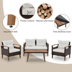 Set di mobili da giardino da 4 pezzi, set di sedute da patio, set divano da esterno in rattan PE