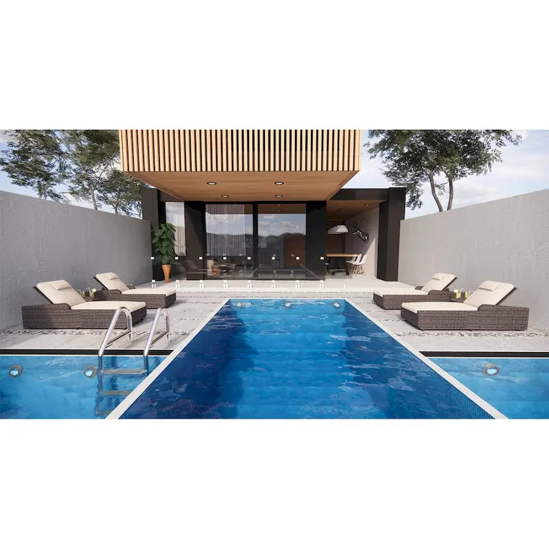 Set di 3 Chaise Lounge da Esterno Regolabili in Alluminio e Rattan