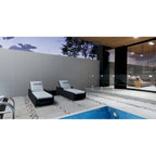 Set di 3 Chaise Lounge da Esterno Regolabili in Alluminio e Rattan