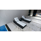Set di 3 Chaise Lounge da Esterno Regolabili in Alluminio e Rattan