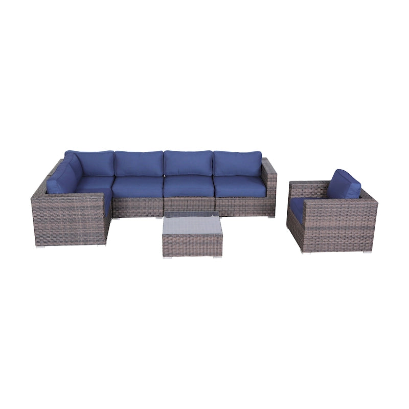 Set sezionale a 7 pezzi in rattan Sunbrella LSI con cuscini