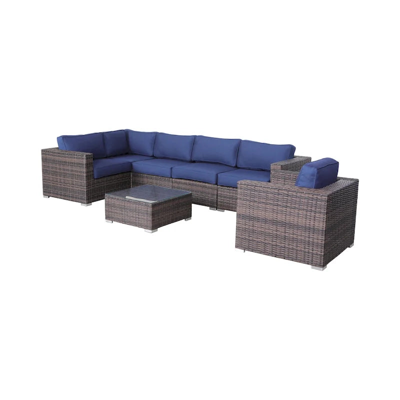 Set sezionale a 7 pezzi in rattan Sunbrella LSI con cuscini