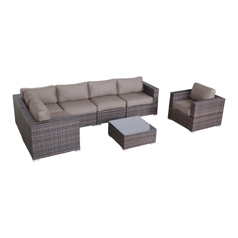Set sezionale a 7 pezzi in rattan Sunbrella LSI con cuscini