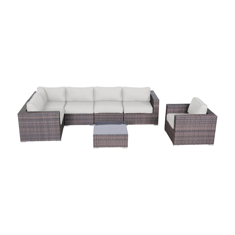 Set sezionale a 7 pezzi in rattan Sunbrella LSI con cuscini