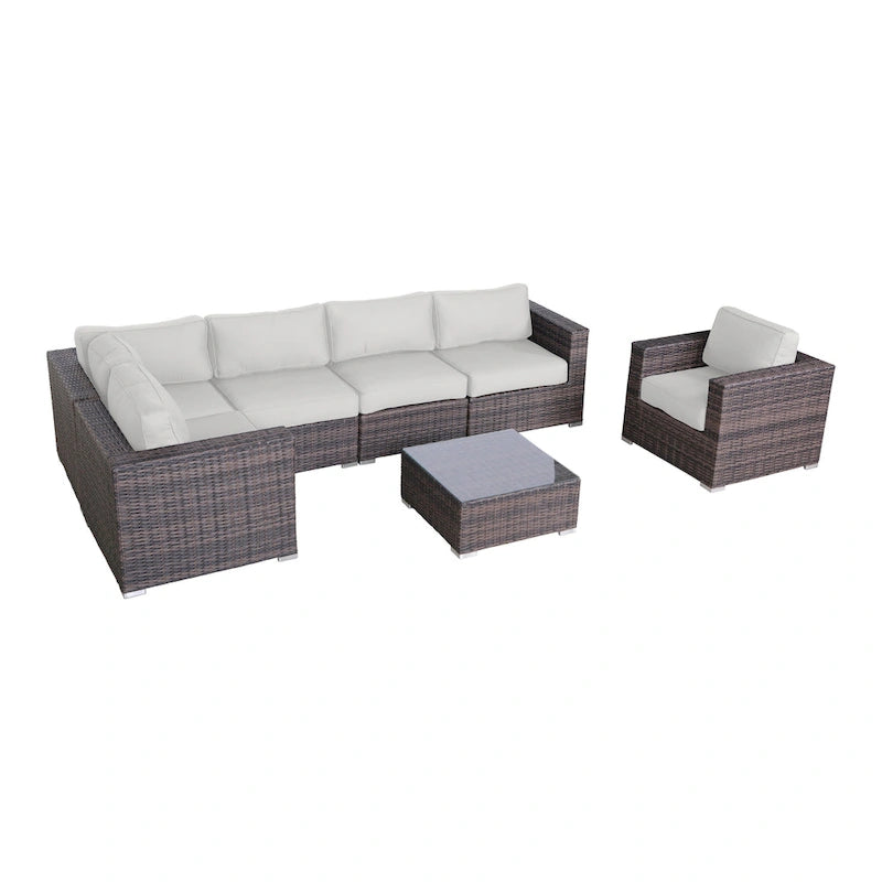 Set sezionale a 7 pezzi in rattan Sunbrella LSI con cuscini