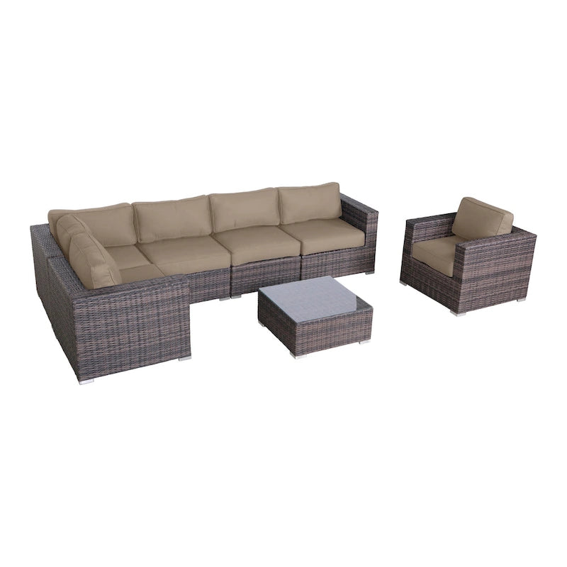 Set sezionale a 7 pezzi in rattan Sunbrella LSI con cuscini