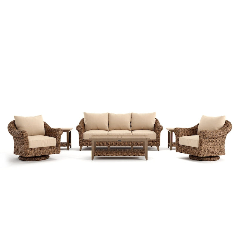 Set Divani Cayman 6 Pezzi Sunbrella, Marrone Heritage