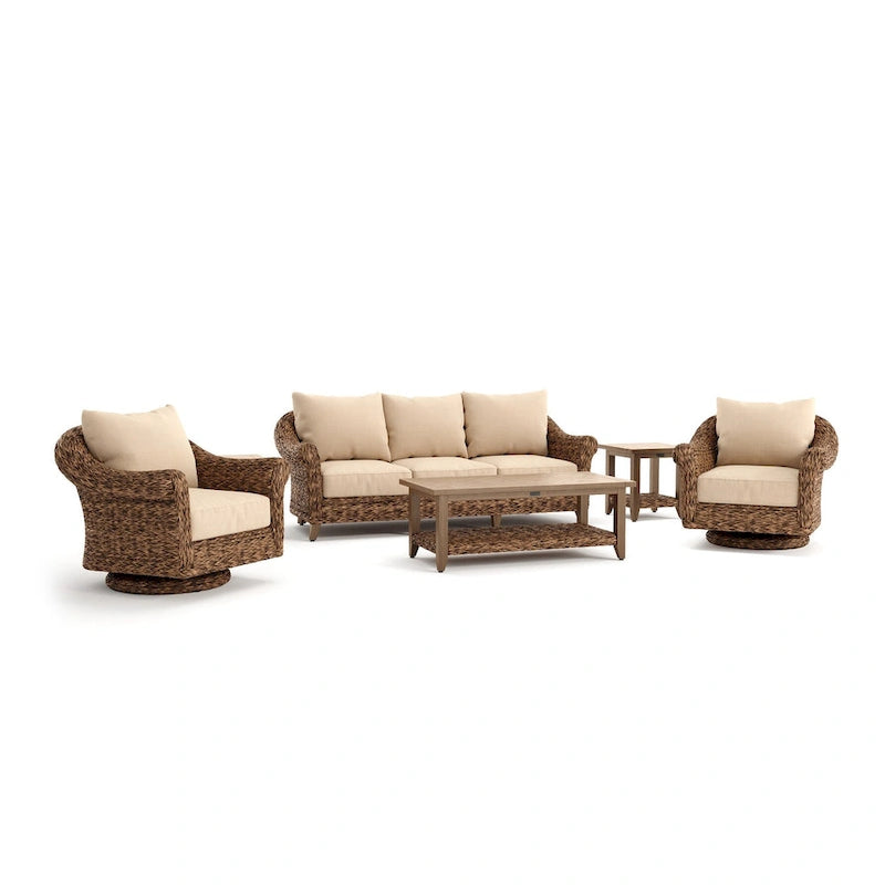 Set Divani Cayman 6 Pezzi Sunbrella, Marrone Heritage