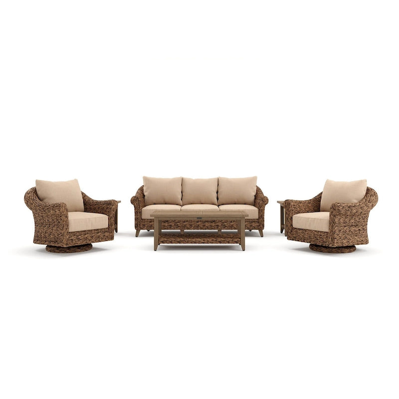 Set Divani Cayman 6 Pezzi Sunbrella, Marrone Heritage