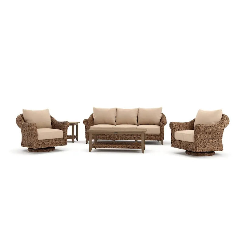 Set Divani Cayman 6 Pezzi Sunbrella, Marrone Heritage
