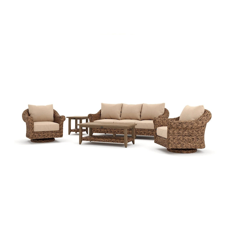 Set Divani Cayman 6 Pezzi Sunbrella, Marrone Heritage