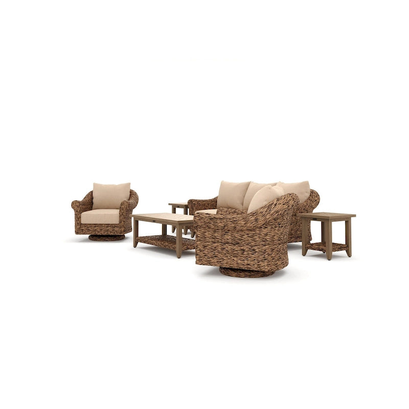 Set Divani Cayman 6 Pezzi Sunbrella, Marrone Heritage