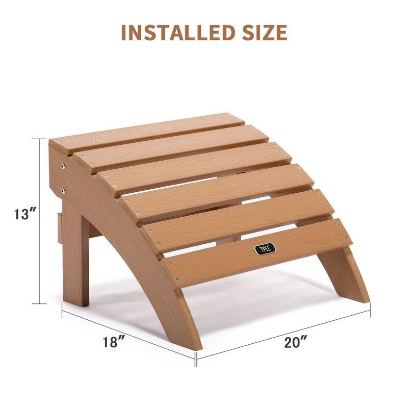 Poggiapiedi Pouf Adirondack in legno sintetico resistente alle intemperie e allo sbiadimento per patio esterno