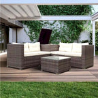 Set Divano Sezionale da Esterno in Rattan Sintetico a 4 Pezzi con Contenitore