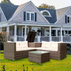 Set Divano Sezionale da Esterno in Rattan Sintetico a 4 Pezzi con Contenitore