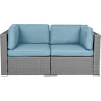 2-piece Outdoor Wicker Loveseat Sectional Sofa