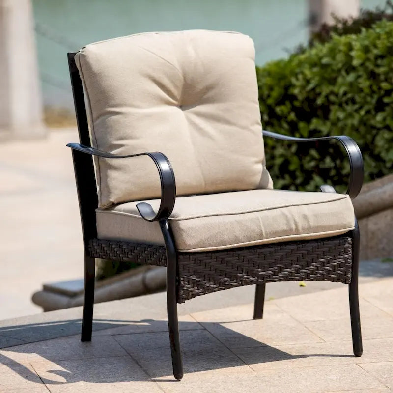 Set da salotto/divano da esterno in ferro a 4 o 5 pezzi con cuscini