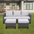 Gymojoy Set Divano Sezionale da Esterno in Rattan con Pouf e Cuscini