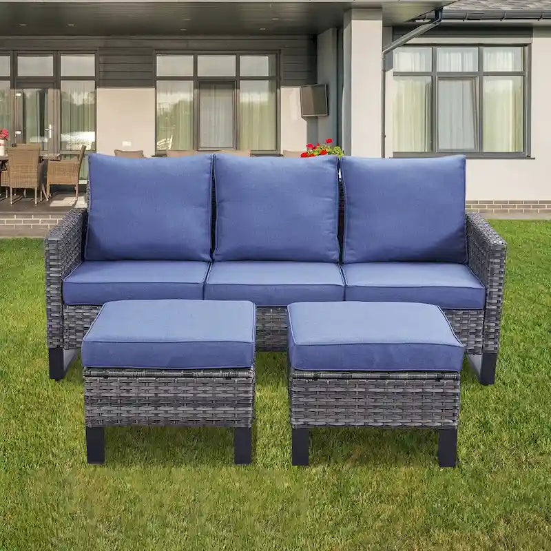 Gymojoy Set Divano Sezionale da Esterno in Rattan con Pouf e Cuscini