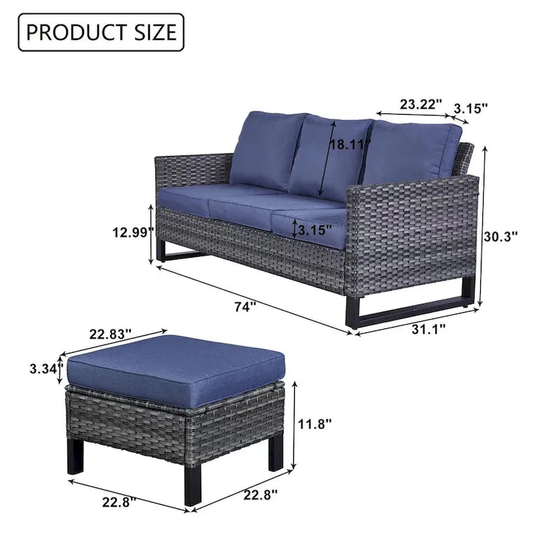 Gymojoy Set Divano Sezionale da Esterno in Rattan con Pouf e Cuscini