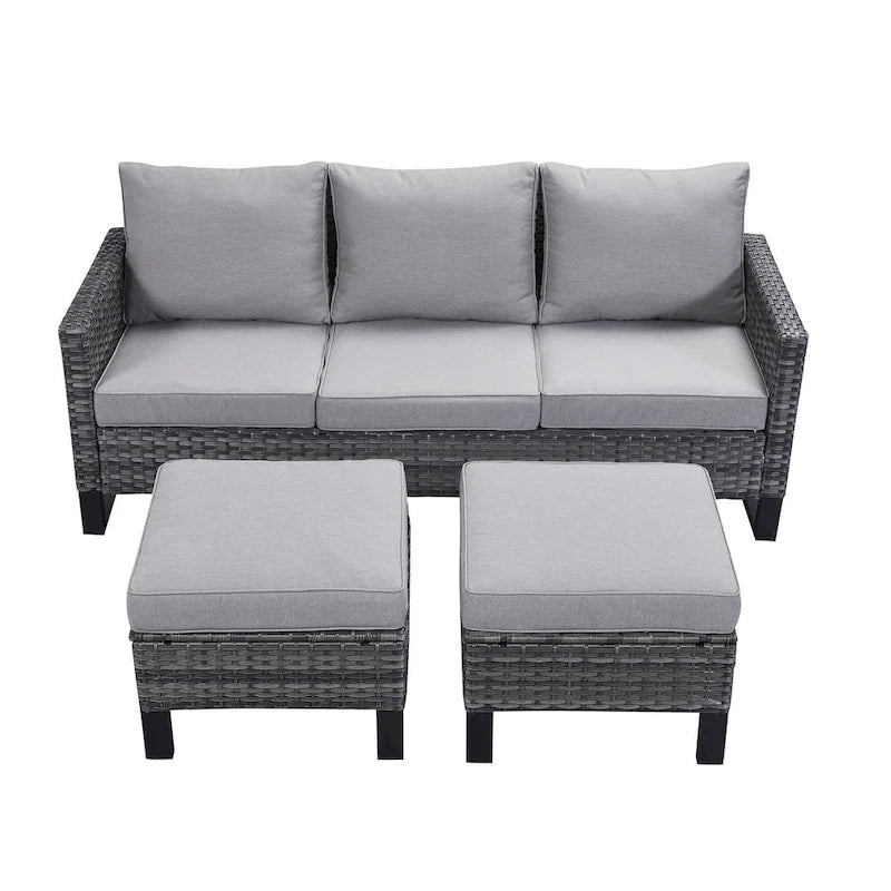 Gymojoy Set Divano Sezionale da Esterno in Rattan con Pouf e Cuscini