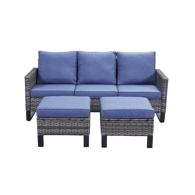 Gymojoy Set Divano Sezionale da Esterno in Rattan con Pouf e Cuscini