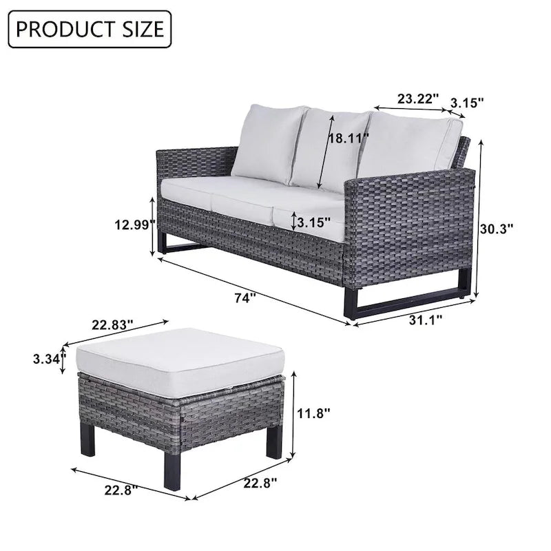 Gymojoy Set Divano Sezionale da Esterno in Rattan con Pouf e Cuscini