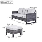 Gymojoy Set Divano Sezionale da Esterno in Rattan con Pouf e Cuscini