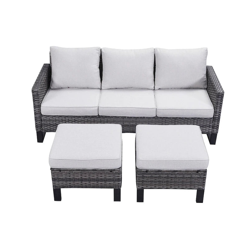 Gymojoy Set Divano Sezionale da Esterno in Rattan con Pouf e Cuscini