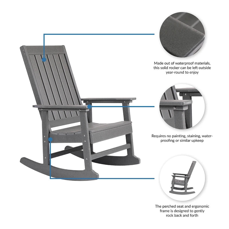 Sedia a Dondolo Adirondack "Island Retreat" in Tek-Wood Ez-Care