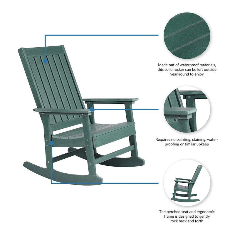Sedia a Dondolo Adirondack "Island Retreat" in Tek-Wood Ez-Care