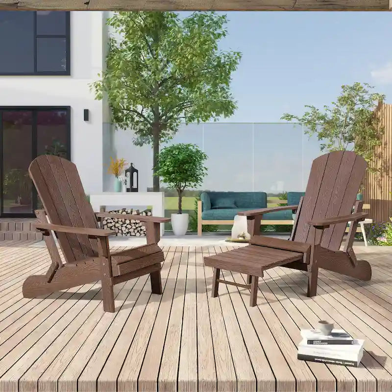 Sedia Pieghevole Poly Adirondack Seaton con Poggiapiedi Estraibile, Set da 2