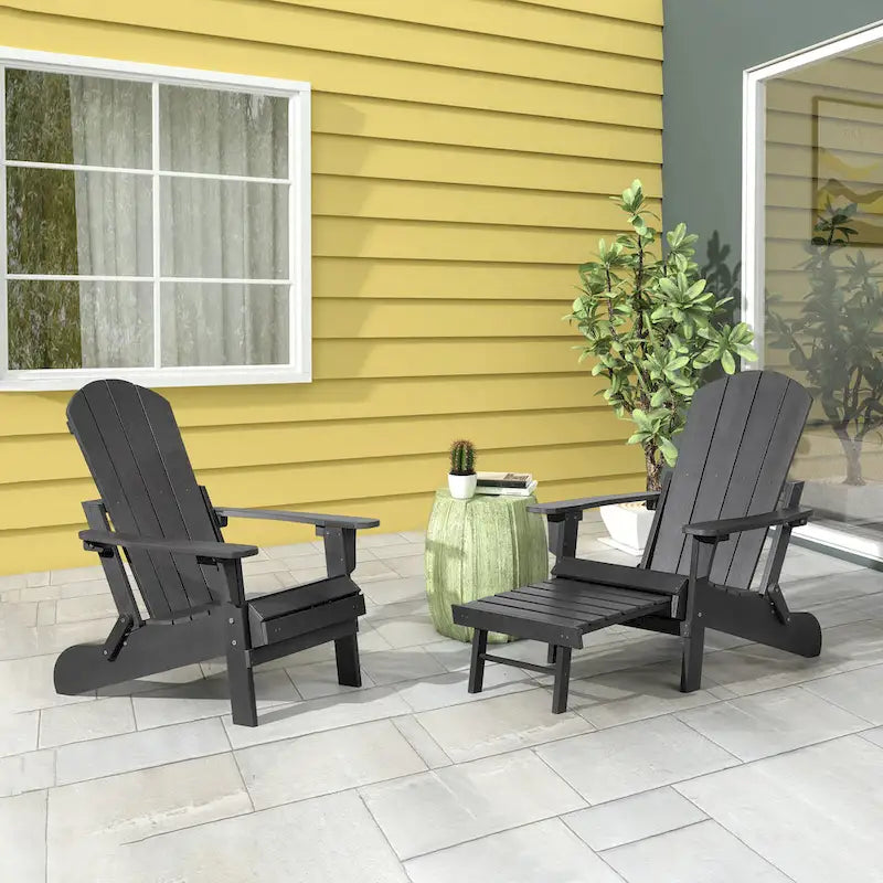Sedia Pieghevole Poly Adirondack Seaton con Poggiapiedi Estraibile, Set da 2