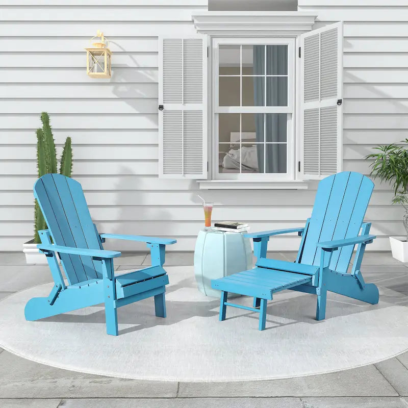 Sedia Pieghevole Poly Adirondack Seaton con Poggiapiedi Estraibile, Set da 2