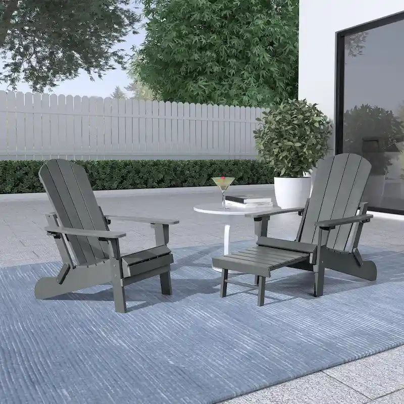 Sedia Pieghevole Poly Adirondack Seaton con Poggiapiedi Estraibile, Set da 2