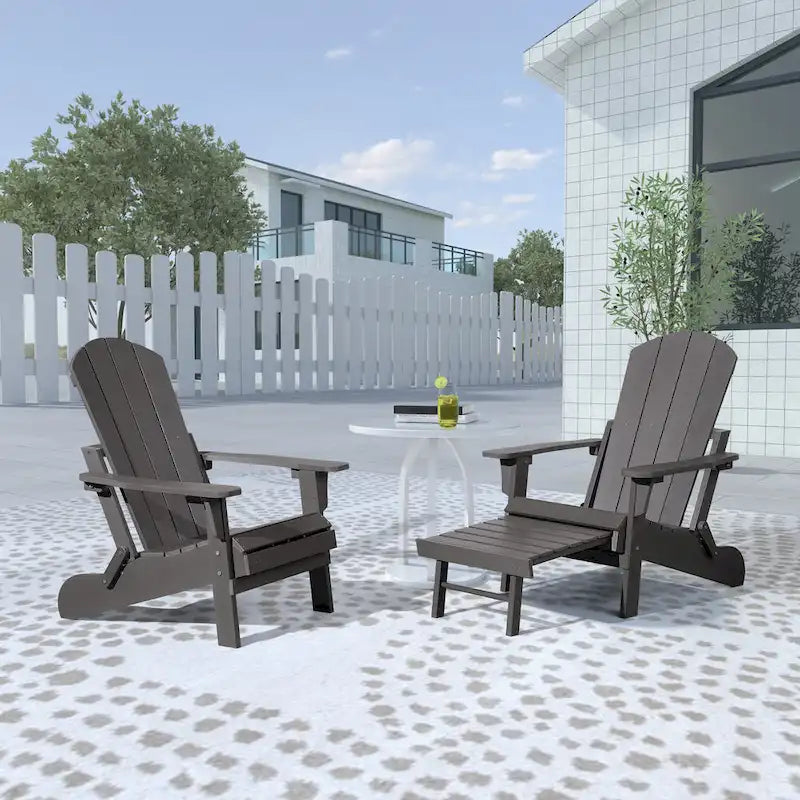 Sedia Pieghevole Poly Adirondack Seaton con Poggiapiedi Estraibile, Set da 2