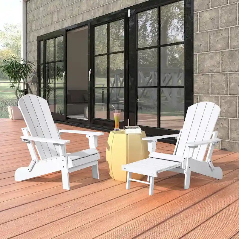 Sedia Pieghevole Poly Adirondack Seaton con Poggiapiedi Estraibile, Set da 2