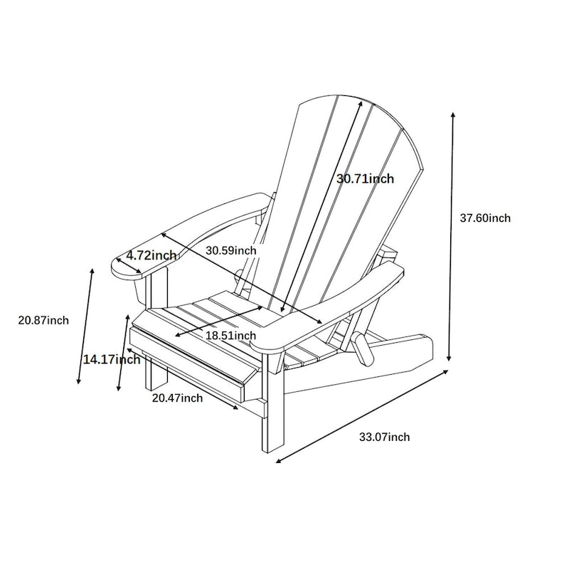 Sedia Pieghevole Poly Adirondack Seaton con Poggiapiedi Estraibile, Set da 2