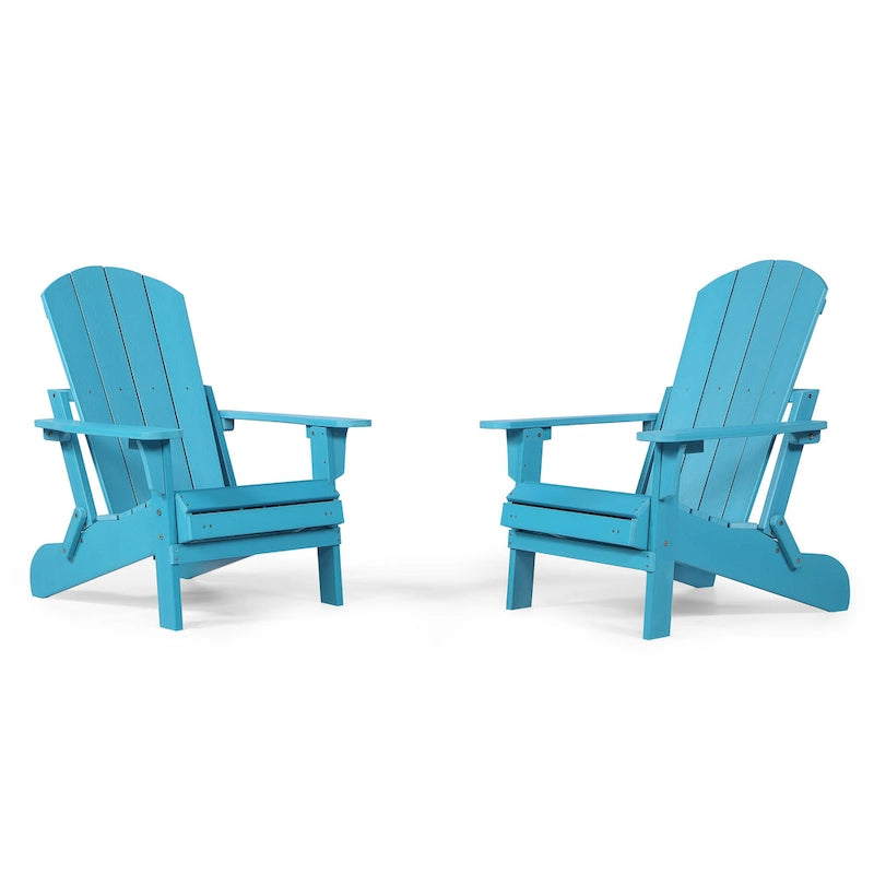 Sedia Pieghevole Poly Adirondack Seaton con Poggiapiedi Estraibile, Set da 2