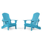 Sedia Pieghevole Poly Adirondack Seaton con Poggiapiedi Estraibile, Set da 2