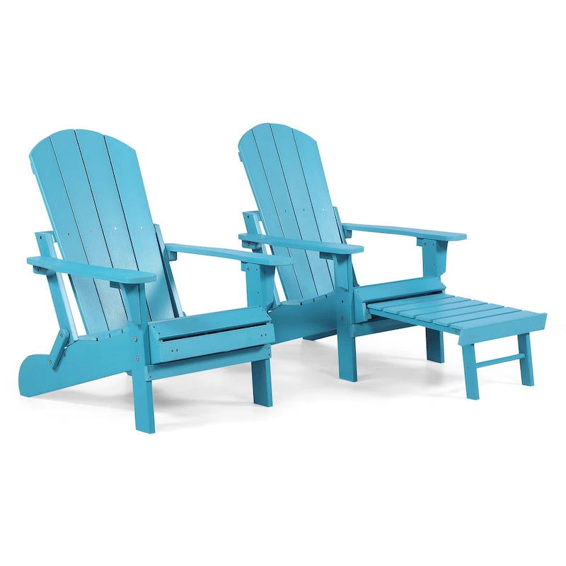 Sedia Pieghevole Poly Adirondack Seaton con Poggiapiedi Estraibile, Set da 2