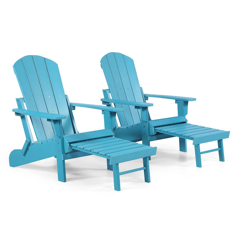 Sedia Pieghevole Poly Adirondack Seaton con Poggiapiedi Estraibile, Set da 2