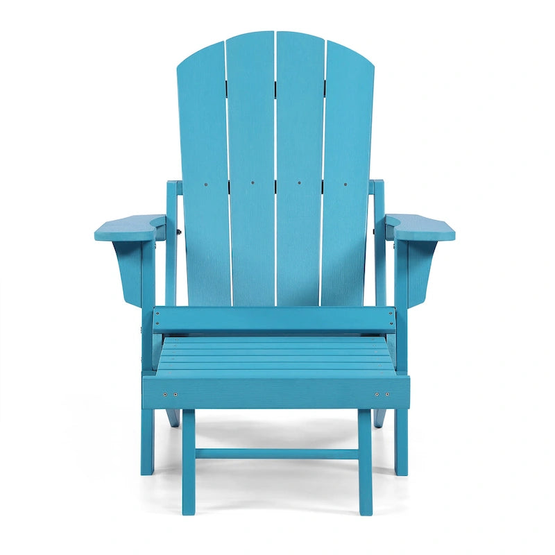 Sedia Pieghevole Poly Adirondack Seaton con Poggiapiedi Estraibile, Set da 2