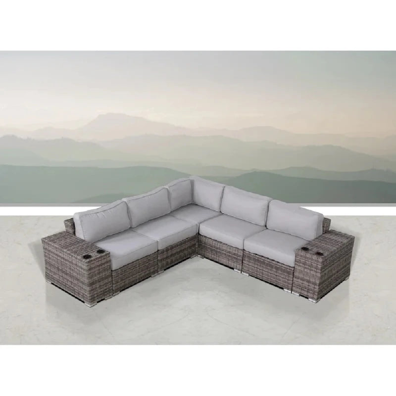Set da 4 posti a sedere LSI in vimini/rattan con cuscini