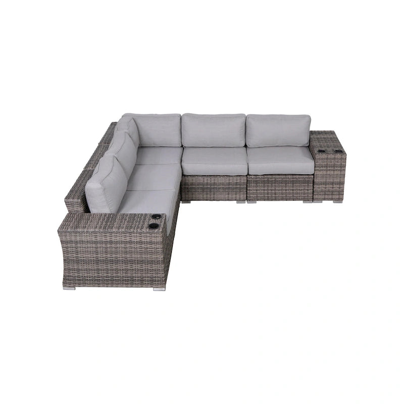 Set da 4 posti a sedere LSI in vimini/rattan con cuscini