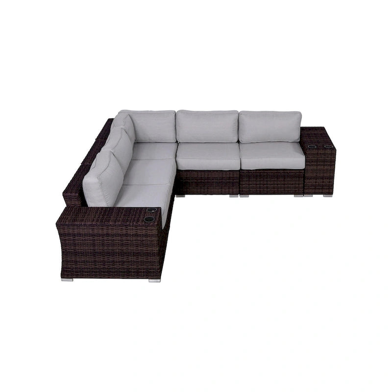 Set da 4 posti a sedere LSI in vimini/rattan con cuscini