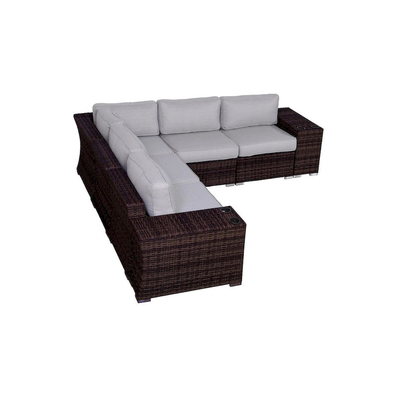 Set da 4 posti a sedere LSI in vimini/rattan con cuscini